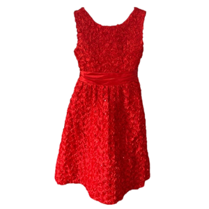 Red Sleeveless Girls Christmas Dress